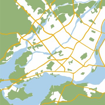 simple map montreal canada. city centre top view.
