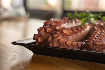 delicious galician spanish octopus close up details