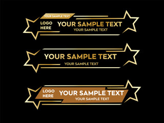 Lower third vector design with Gold Star overlay strip text video. News Lower Thirds Pack Template. Vector illustration.