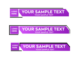 Lower third vector design with Purple shape overlay strip text video. News Lower Thirds Pack Template. Vector illustration.