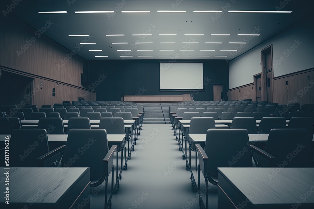 Poster empty classroom in an university. generative ai