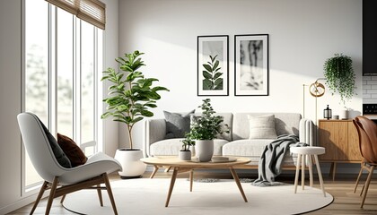 Living room in modern style, design, Generative AI