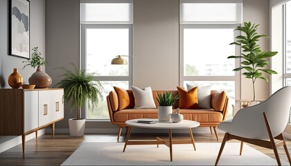 Living room in modern style, design, Generative AI