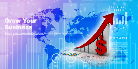 3d rendering Stock market online business concept