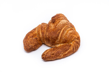 imagen de un croissant tostado con azúcar por encima y el fondo blanco
