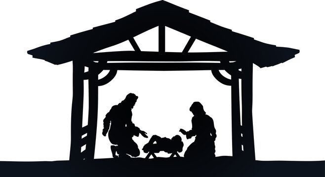 recommend clip art: Christmas Nativity Scene Jesus Manger Silhouette