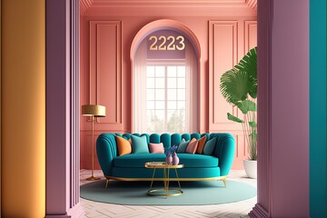 Color of the year 2023 in interior design,3d illustration,3d rendering