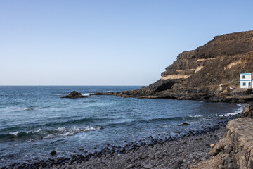 Fototapeta na wymiar Atlantic ocean bay and a rock, Los Molinos