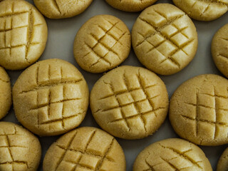 Artistic shot of delicious fresh cookies, freshly baked fresh bakery products, cookies 