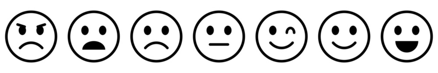Feedback in form of emotions. Set of emoticons line icons. Vector illustration