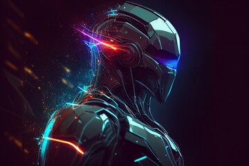 Illustration of humanoid robot guardian. Advanced Mechanical Design. Generative AI. 