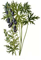 Plakat Heilpflanze, Aconitum ferox, Himalaja-Eisenhut