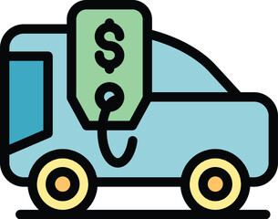 Car price icon. Outline Car price vector icon for web design isolated on white background color flat
