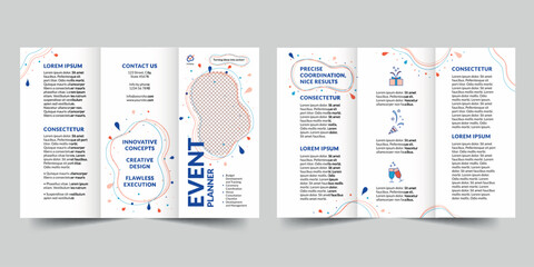 Event Planner  trifold brochure template. A clean, modern, and high-quality design tri fold brochure vector design. Editable and customize template brochure