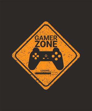 A sign that says gamer zone with a controller on it.