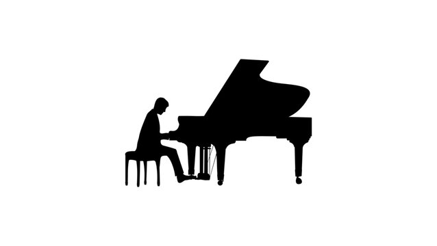 man pianist plays the grand piano