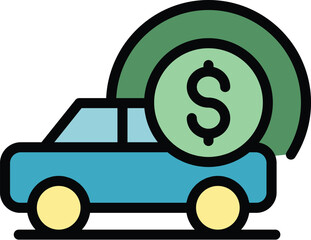 Car market icon. Outline Car market vector icon for web design isolated on white background color flat