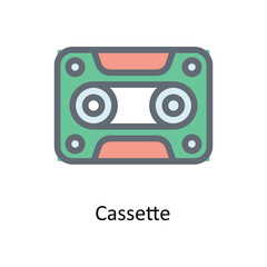 Cassette Vector Fill outline Icons. Simple stock illustration stock