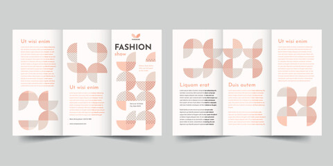 Fototapeta na wymiar Fashion Show trifold brochure template. A clean, modern, and high-quality design tri fold brochure vector design. Editable and customize template brochure