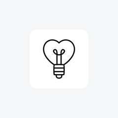 Bulb, heart, fully editable vector fill icon


