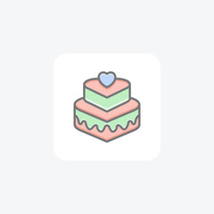 Cake, desert, sweet fully editable vector fill icon


