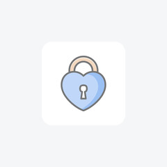 Love lock, secure, fully editable vector fill icon

