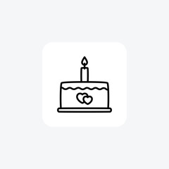 Cake, love fully editable vector line icon

