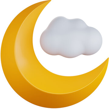 recommend clip art: 3D Icon Illustration Crescent Moon With Little Cloud