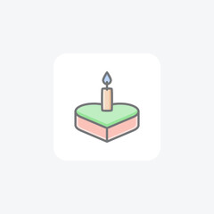 Cake, love, fully editable vector line icon

