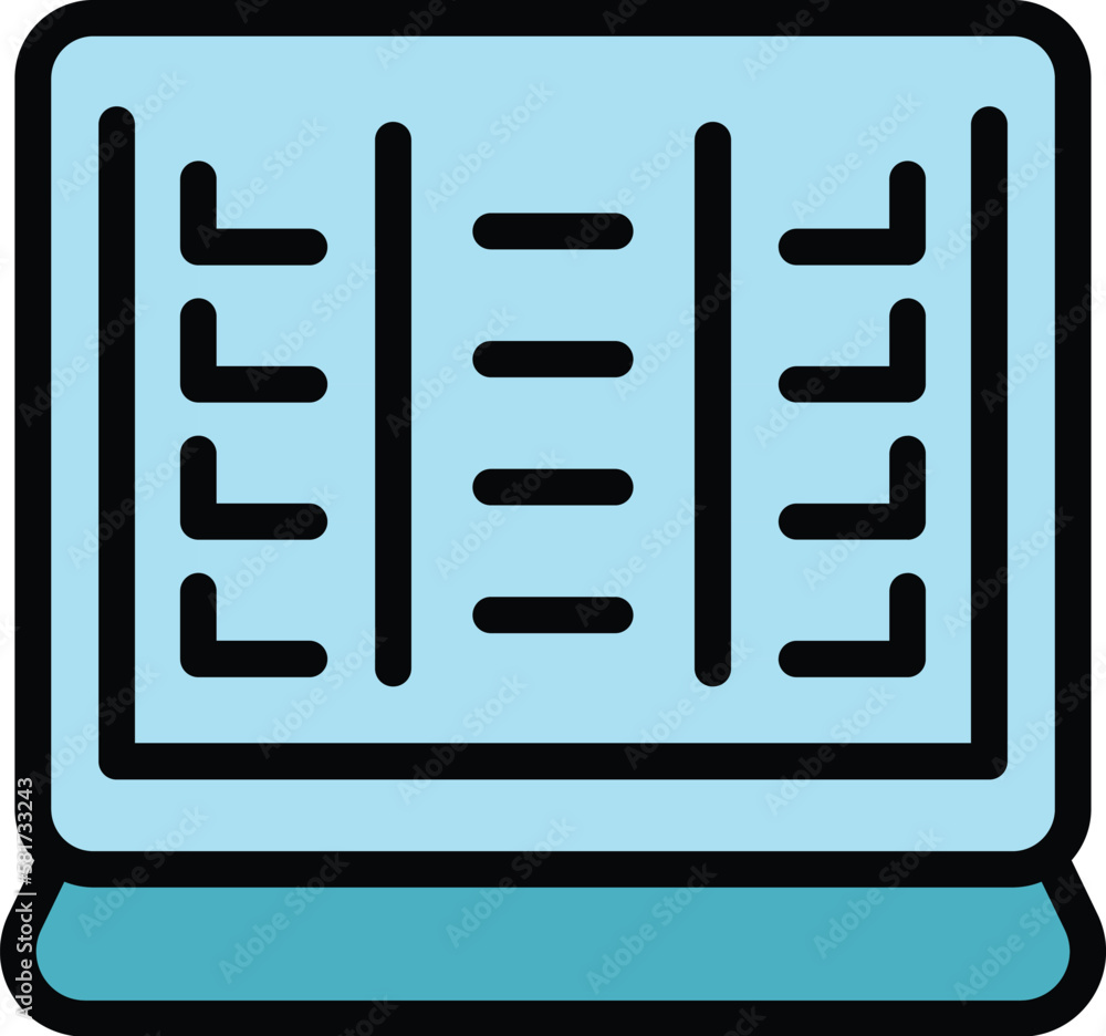 Poster computer task schedule icon. outline computer task schedule vector icon for web design isolated on w
