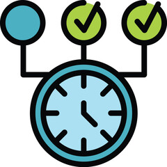 Task schedule hours icon. Outline Task schedule hours vector icon for web design isolated on white background color flat