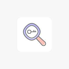 Key, search, fully editable vector fill icon

