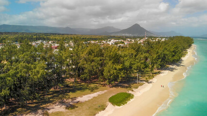 Aerial view of Flic en Flac Beach, Mauritius Island