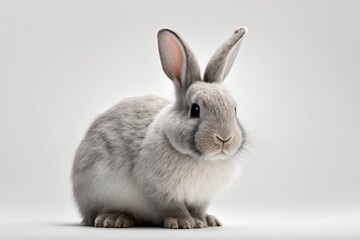 white backdrop with a gray bunny in it. Generative AI