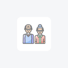 Family, grandma, grandpa fully editable vector fill icon

