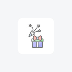 New year, gift fully editable vector fill icon

