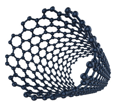 Carbon nanotube model isolated. Png transparency