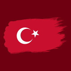 turkey flag in abstract brush stroke paint shape illustration element
