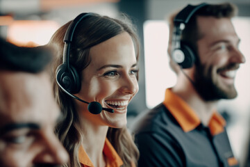 Smiling Operators in a call center - Ai generative