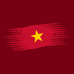 vietnam flag abstract brush stroke paint illustration element on red background