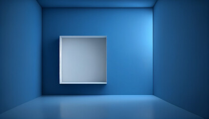 Minimal room with empty blue background for versatile design needs, Generative AI