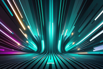 abstract background bright neon rays and glowing lines, teal creative wallpaper