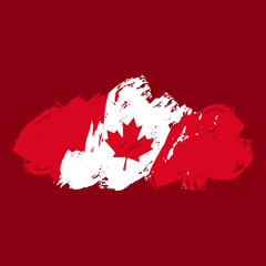canada flag in abstract brush stroke paint shape illustration for independence day or national event