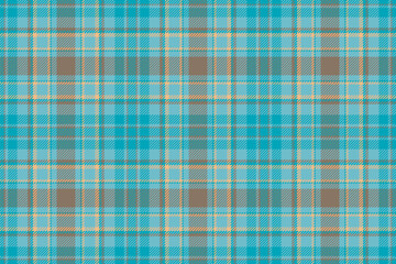 Plaid background, check seamless pattern in blue. Vector fabric texture for textile print, wrapping paper, gift card or wallpaper.