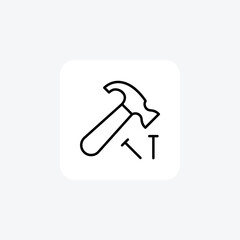 Carpenter, hammer fully editable vector fill icon

