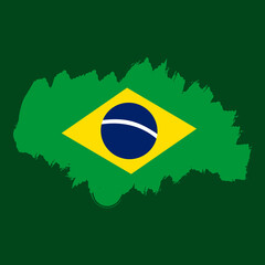 brazil flag in abstract brush stroke paint shape illustration element