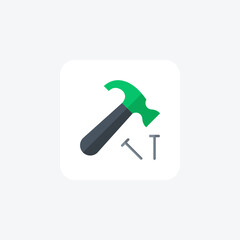 Carpenter, hammer fully editable vector fill icon

