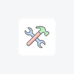Hammer, handyman fully editable vector fill icon

