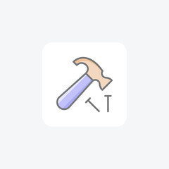 Carpenter, hammer fully editable vector fill icon

