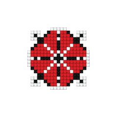 Realistic Cross-Stitch Embroideried Ornate Element. Ethnic Motif, Handmade Stylization. Traditional Ukrainian Red and Black Embroidery. Ethnic Single Design Element. Vector 3d Illustration